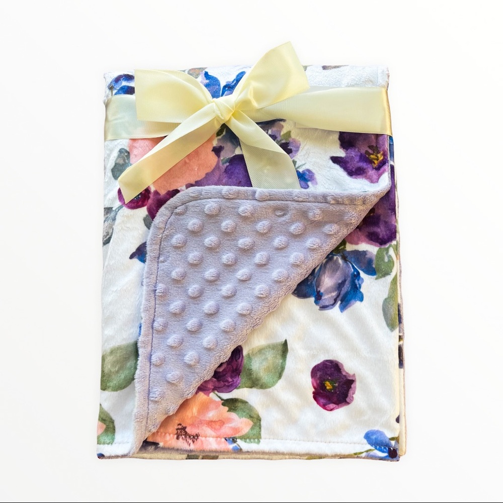 Baby/toddler minky blanket purple floral